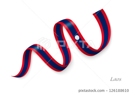 Laos flag ribbon waving national colors 126188610