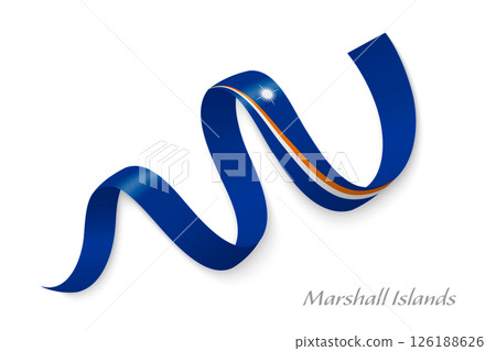 Marshall Islands flag ribbon waving national colors Marshall Islands flag ribbon waving national colors 126188626