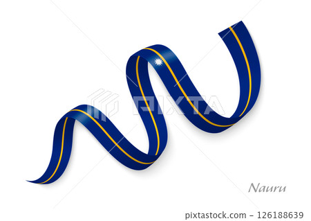 Nauru flag ribbon waving national colors 126188639