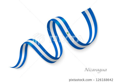 Nicaragua flag ribbon waving national colors Nicaragua flag ribbon waving national colors 126188642