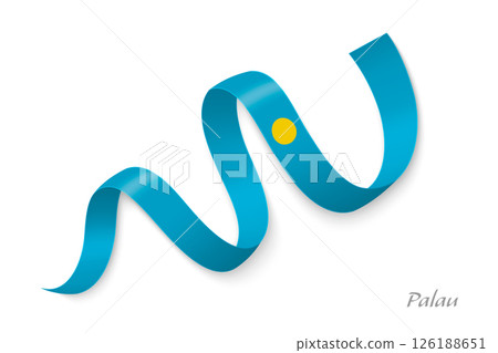 Palau flag ribbon waving national colors 126188651