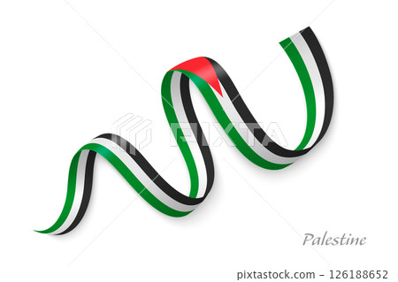 Palestine flag ribbon waving national colors 126188652