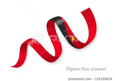 Papua New Guinea flag ribbon waving national colors 126188654