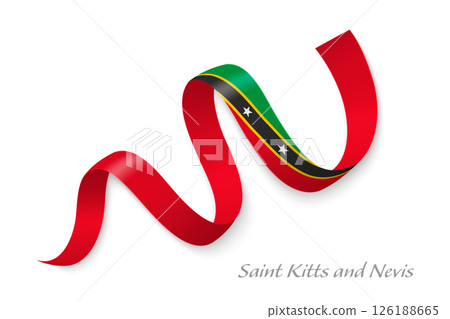 Saint Kitts and Nevis flag ribbon waving national colors Saint Kitts and Nevis flag ribbon waving national colors 126188665