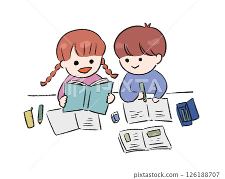學生一邊查閱教科書,一邊互相諮詢,解決問題 學生一邊查閱教科書,一邊互相諮詢,解決問題 126188707