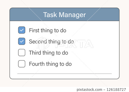 Task Manager App with To Do List and Checkboxes Interface Task Manager App with To Do List and Checkboxes Interface 126188727