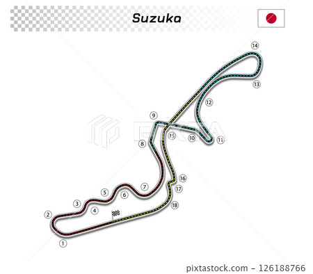 Suzuka circuit for motorsport and autosport 126188766