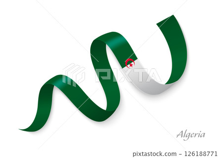 Algeria flag ribbon waving national colors Algeria flag ribbon waving national colors 126188771