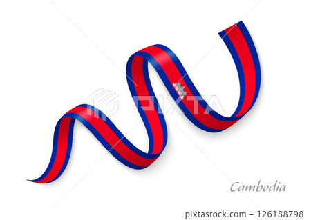 Cambodia flag ribbon waving national colors Cambodia flag ribbon waving national colors 126188798
