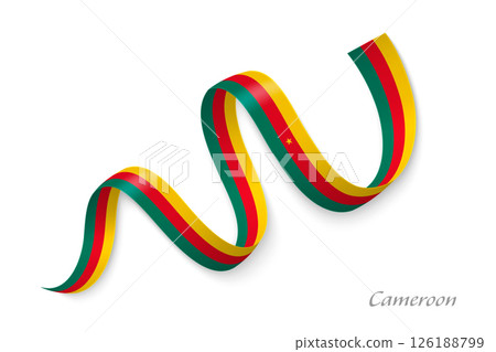 Cameroon flag ribbon waving national colors Cameroon flag ribbon waving national colors 126188799