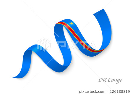 DR Congo flag ribbon waving national colors 126188819