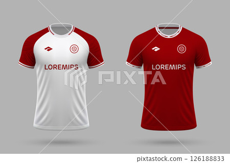 3d realistic soccer home and away jersey in Huracan style, football kit template 126188833