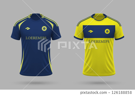 3d realistic soccer home and away jersey in Nashville style, football kit template 126188858