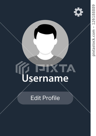 User Profile Screen with Avatar, Username, and Settings Button 126188889