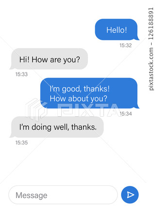 Messaging App Chat Screen with Speech Bubbles Displayed 126188891