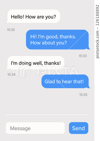 Messaging App Chat Screen with Speech Bubbles Displayed Messaging App Chat Screen with Speech Bubbles Displayed 126188892