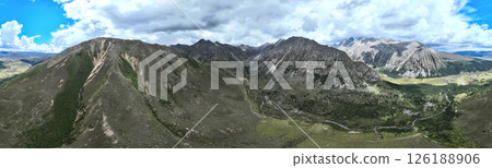Aerial view of beautiful high altitude mountain landscape Aerial view of beautiful high altitude mountain landscape 126188906