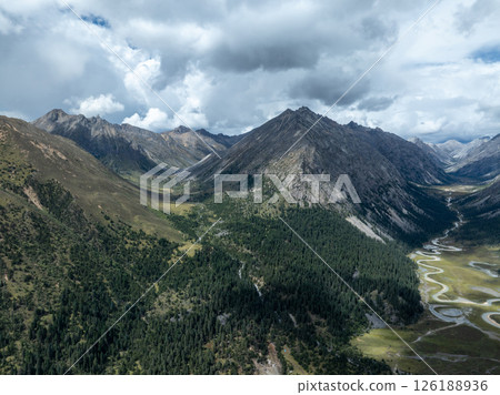 High altitude grassland and forest mountain in Sichuan, China High altitude grassland and forest mountain in Sichuan, China 126188936