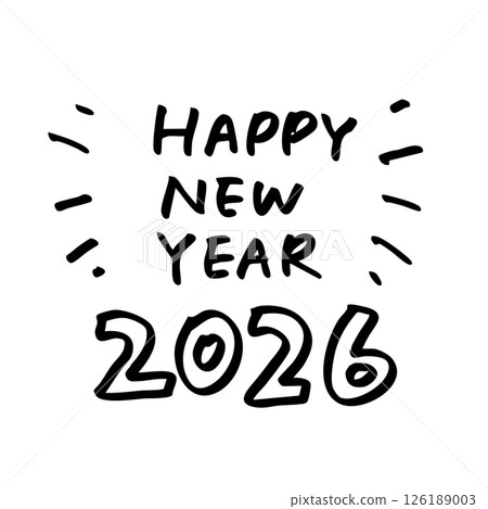 Hand-drawn style Happy New Year message for 2026 126189003