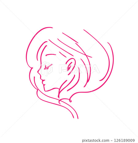 A woman in profile, wrapped in kindness - a simple and beautiful line drawing illustration A woman in profile, wrapped in kindness - a simple and beautiful line drawing illustration 126189009