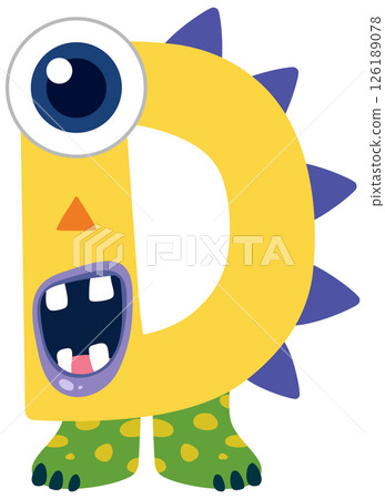 Playful Monster Alphabet Letter D Illustration 126189078