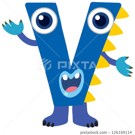 Playful Monster Alphabet Letter V Illustration 126189114