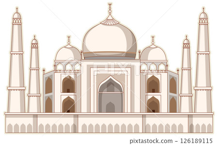 Elegant Vector Illustration of Taj Mahal 126189115
