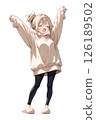 穿著休閒服的女孩打哈欠並伸懶腰 126189502