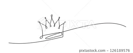 Continuous Thin Line Crown, Minimalist Crowns Drawing, One Line Art King Symbol 126189576