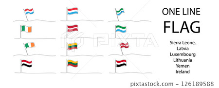 Single line national flag, Gabon, Hungary, Bulgaria, Bolivia, Armenia, Romania one line symbol 126189588