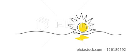 One line sun vector icon. Continuous sunshine outline, sunrise doodle, summer line illustration One line sun vector icon. Continuous sunshine outline, sunrise doodle, summer line illustration 126189592