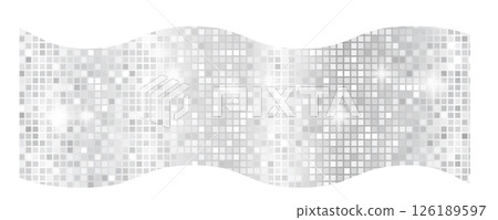 Abstract silver mosaic background with square tiles and soft wave shape. Reflective disco-style Abstract silver mosaic background with square tiles and soft wave shape. Reflective disco-style 126189597