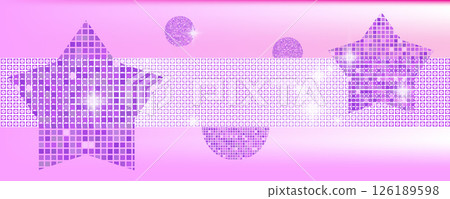 Abstract pink background with mosaic stars, disco balls, and square tile patterns Abstract pink background with mosaic stars, disco balls, and square tile patterns 126189598