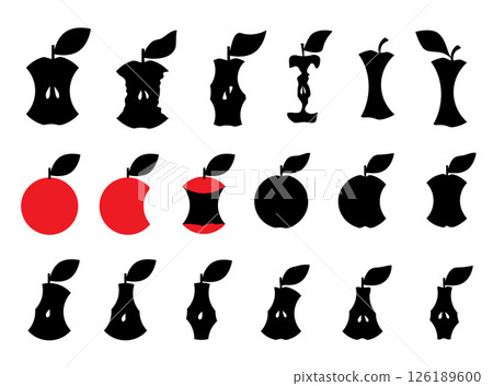 Dried Apple Core Icon, Organic Biodegradable Garbage Symbol, Fruits Compote Ingredient 126189600