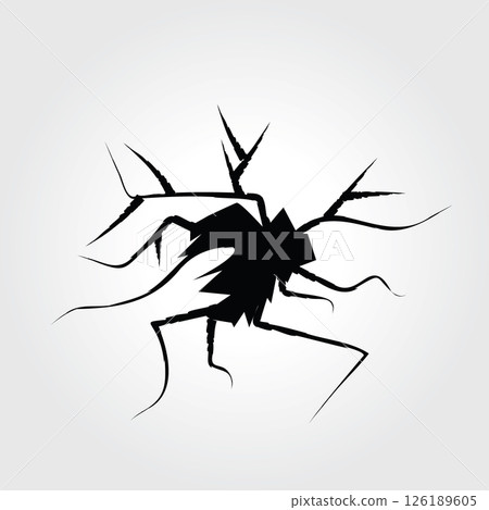 Wall crack icon. Hole in floor, broken glass symbol top view, break effect design 126189605