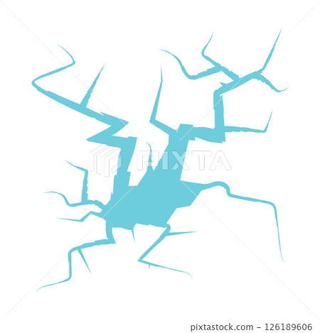 Ice crack icon. Hole in glacier, broken iceberg, glass damage symbol top view, cracked egg effect 126189606