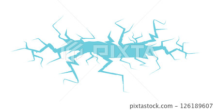 Ice crack icon. Hole in glacier, broken iceberg, glass damage symbol top view, cracked egg effect 126189607