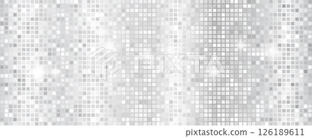 Disco ball seamless pattern. Disco party glitter silver background, sparkle mosaic tile Disco ball seamless pattern. Disco party glitter silver background, sparkle mosaic tile 126189611