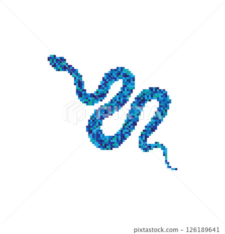 Pixel snake icon, 8 bit viper symbol, retro style computing serpent sign, simple snake silhouette 126189641