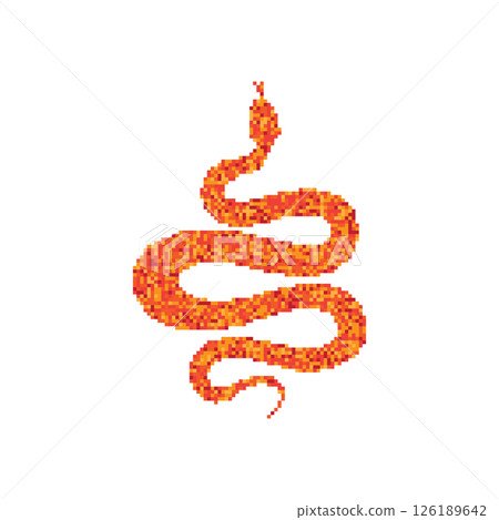 Pixel snake icon, 8 bit viper symbol, retro style computing serpent sign, simple snake silhouette 126189642