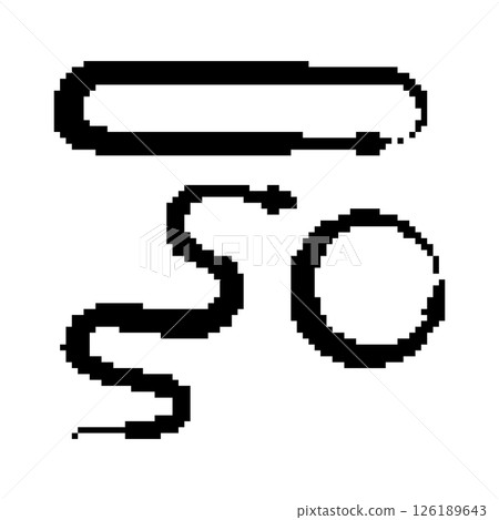 Pixel snake icon, 8 bit viper symbol, retro style computing serpent sign, simple snake silhouette 126189643