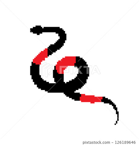 Pixel snake icon, 8 bit viper symbol, retro style computing serpent sign, simple snake silhouette 126189646