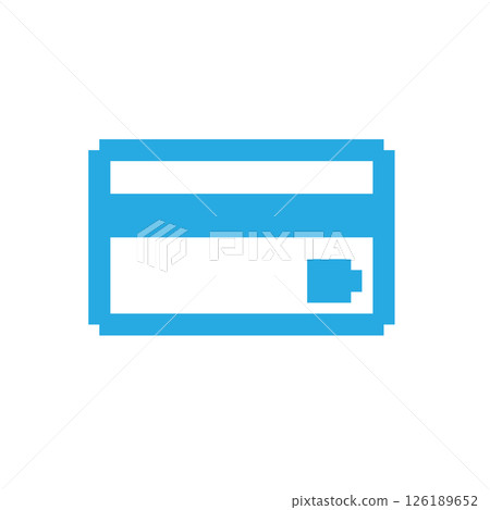 Credit card pixel icon, 8 bit payment illustration, retro style blue banking symbol Credit card pixel icon, 8 bit payment illustration, retro style blue banking symbol 126189652