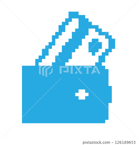 Credit card pixel icon, 8 bit payment illustration, retro style blue banking symbol 126189653