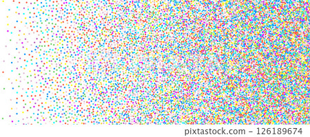 Rainbow confetti background. Dot multicolor halftone pattern, color gradient abstract design 126189674