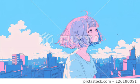 Cute woman looking at the city 126190051