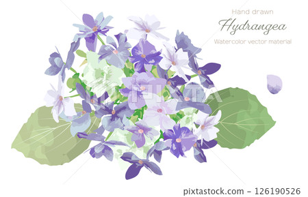 水彩畫繡球花(紫色)插畫素材集 水彩畫繡球花(紫色)插畫素材集 126190526