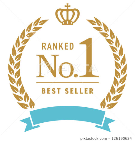 Crown and ribbon ranking frame 2 [gold and blue] / No.1 126190624