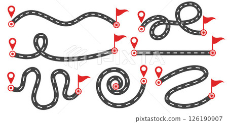 Concept of plan with an easy route A, difficult option B and real life way. Expectation and reality. Vector illustration 126190907