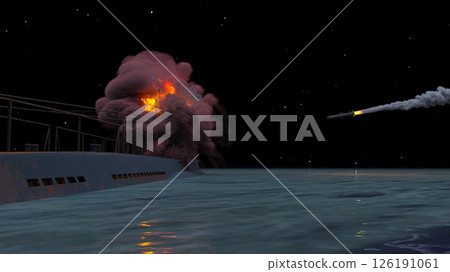 潛艇遭飛彈襲擊 126191061